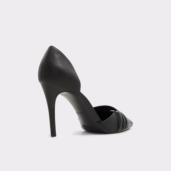 Aldo Caryy Black Faux Leather Snakeskin Stiletto Pump Heels - Picture 3 of 10